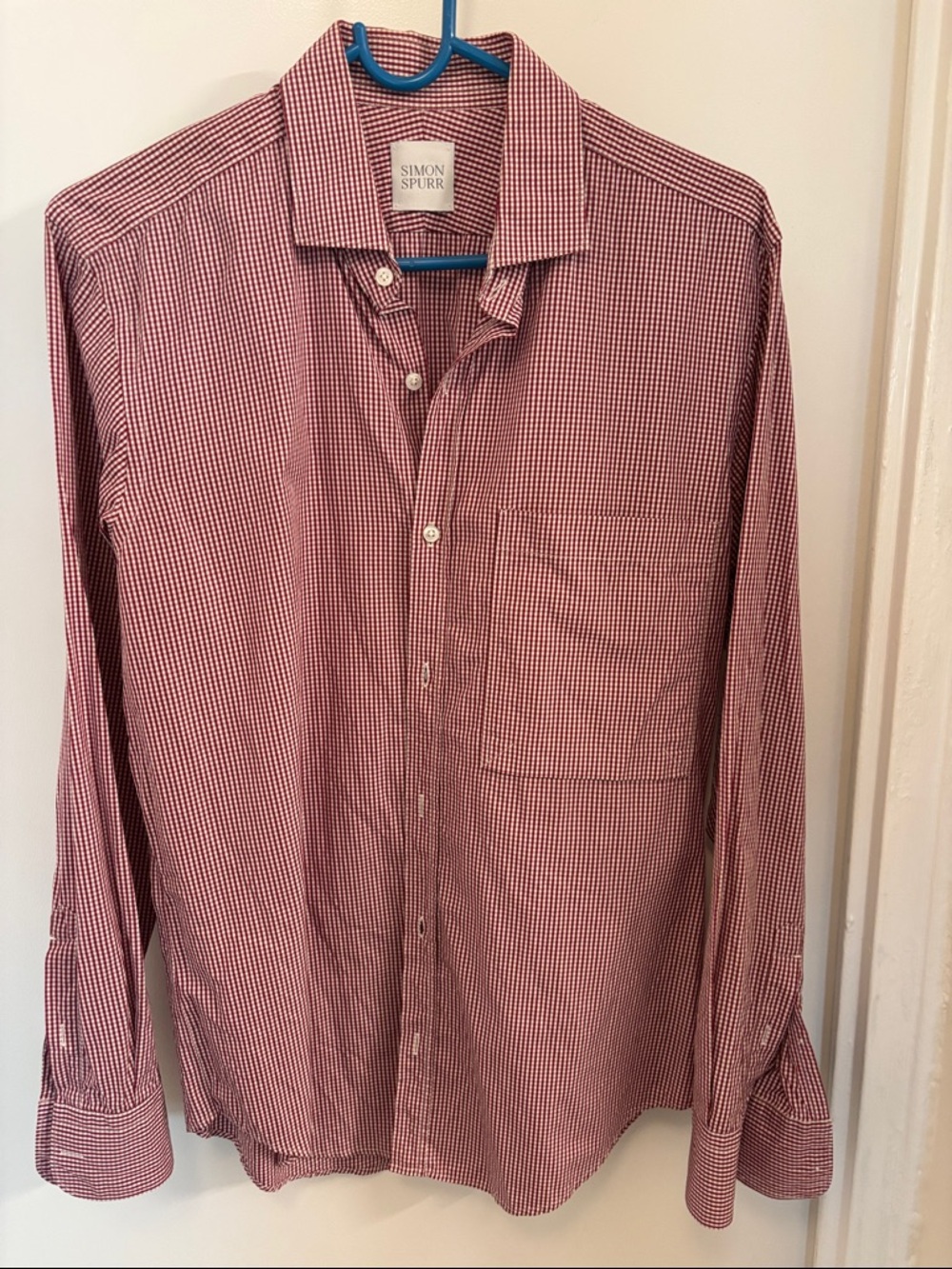 Simon Spurr Men's Red Check Dress Shirt